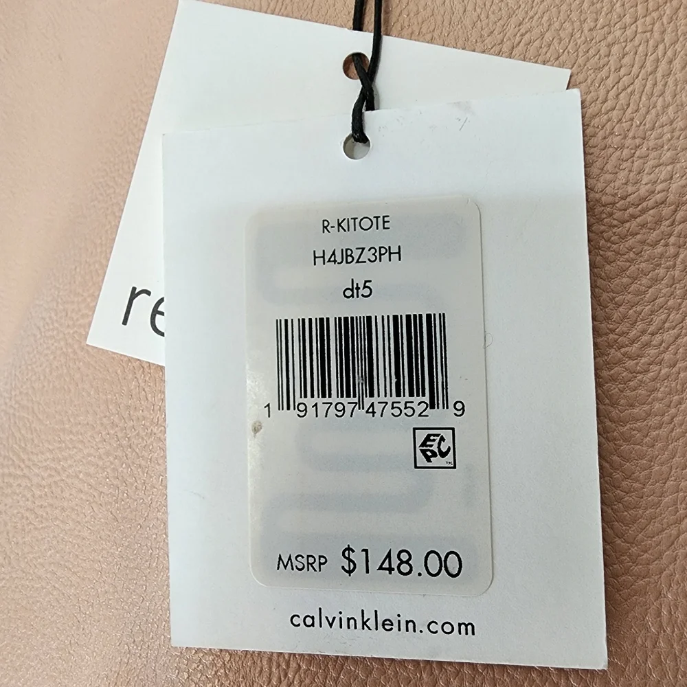 New Calvin Klein Pale Pink Leather R-kitote Tote Bag Gold Wardware
